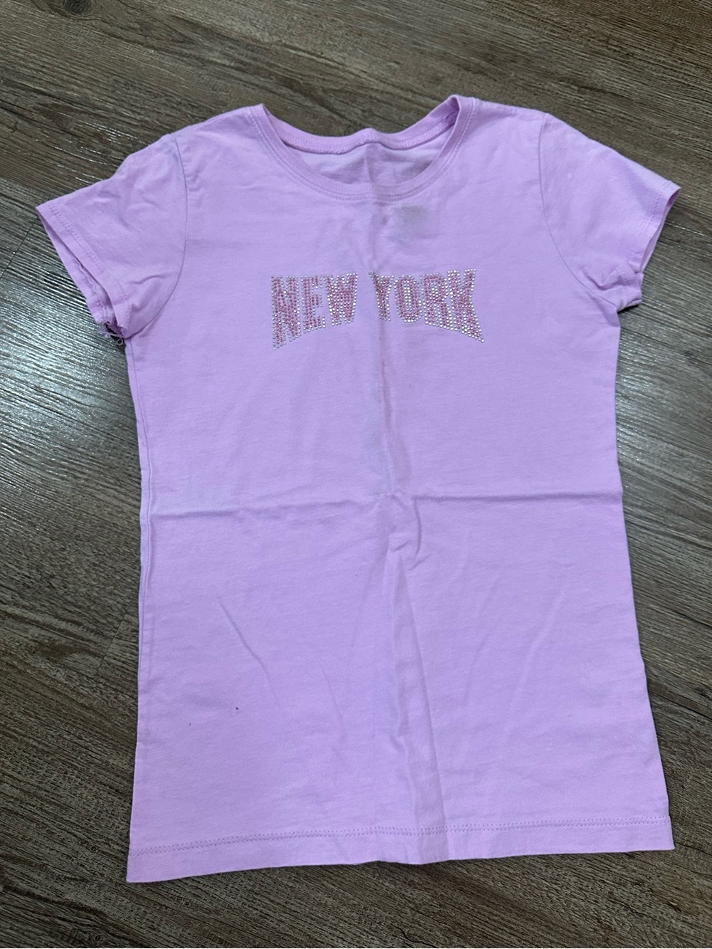 Girls' Lavender 'New York' Rhinestone Tee